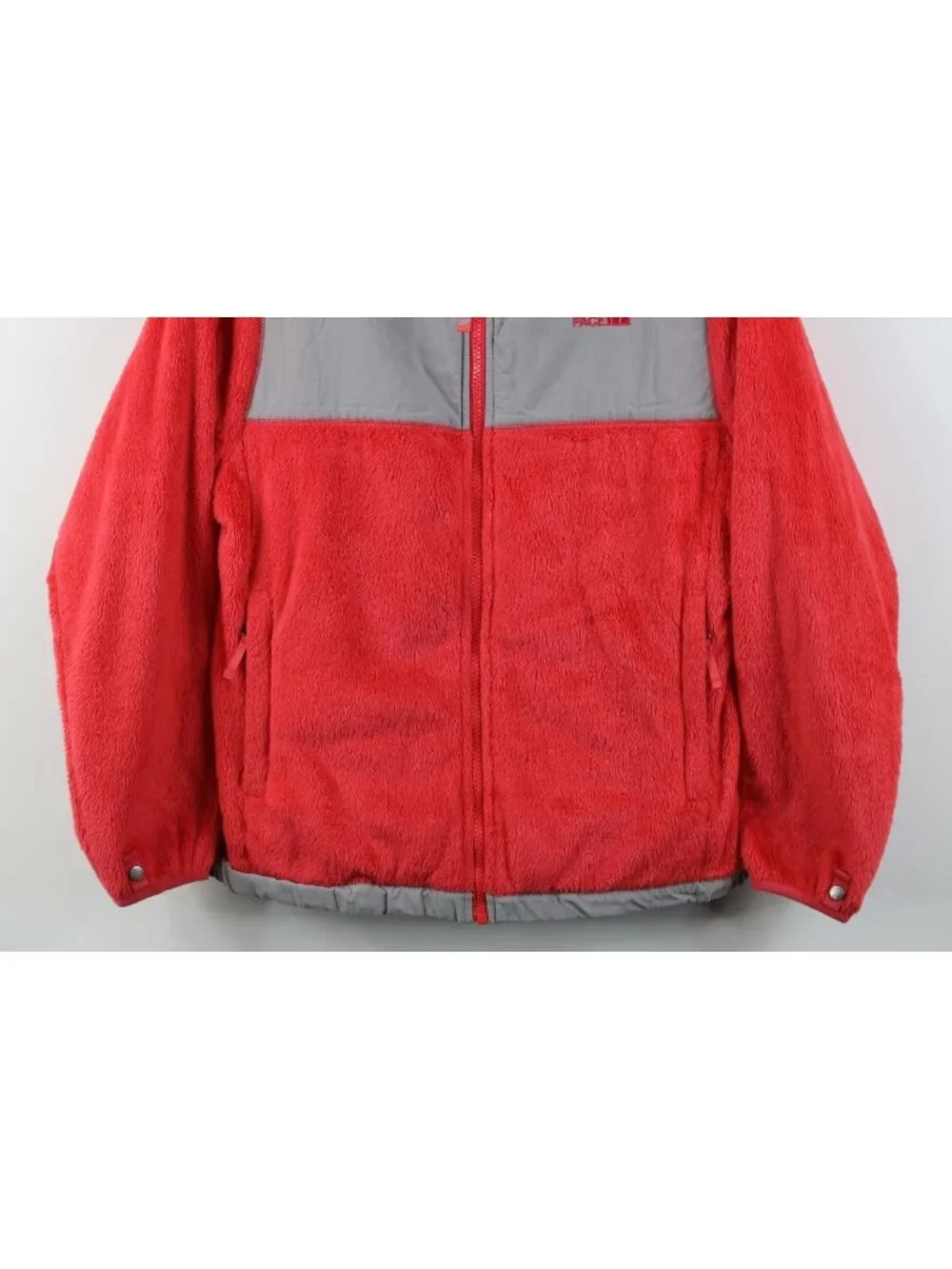 Vtg Y2K The North Face Girls Large Spell Out Shag Fleece Full Zip Jacket Pink